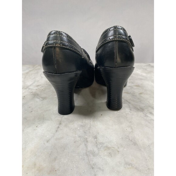 Vtg l.e.i. Platform Loafer Heels Women’s 6.5 Black Faux Leather 90’s Y2K - Picture 7 of 10